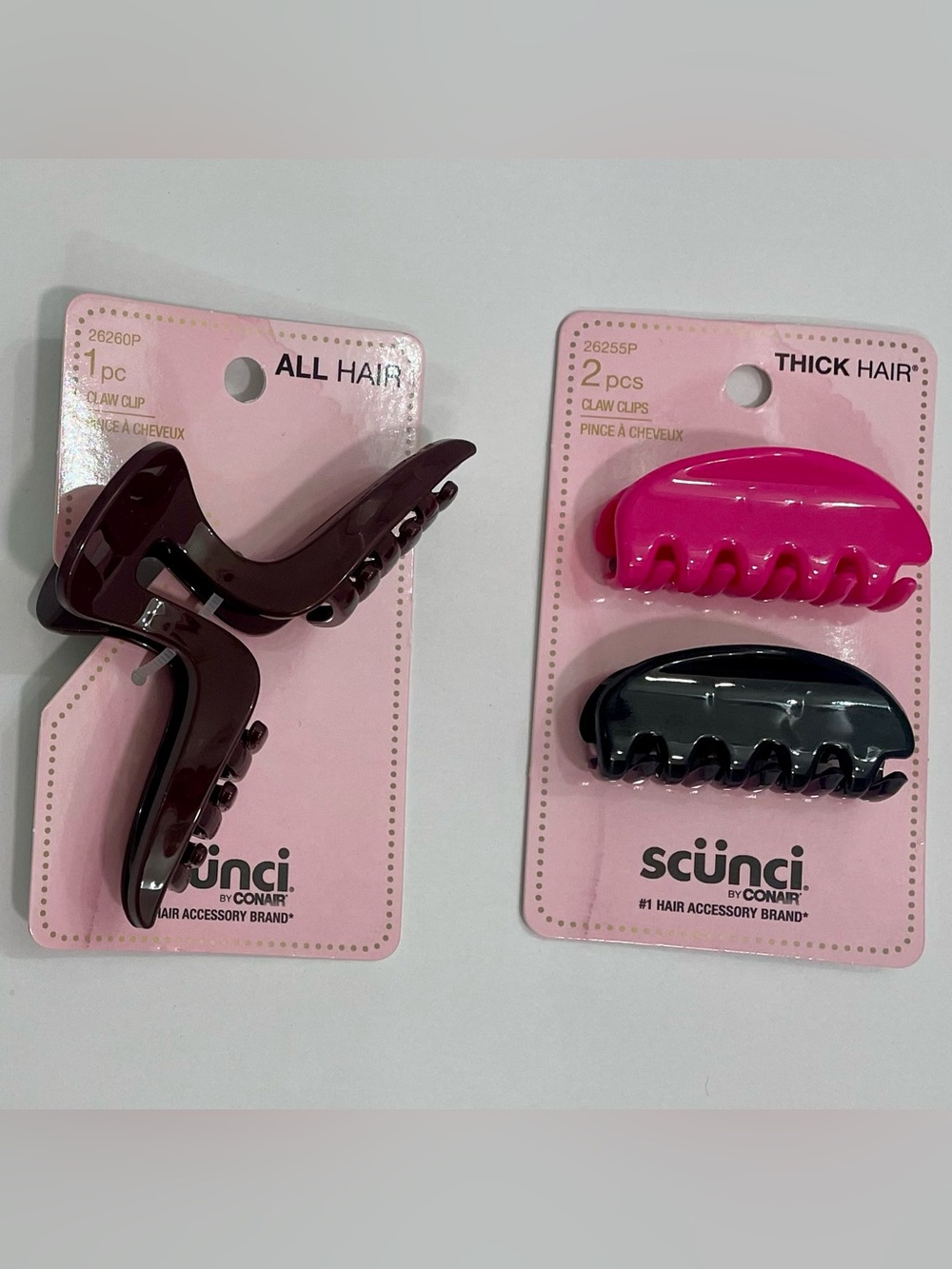 scünci Claw Clip Set of 3 - Hot Pink, Black, Brown